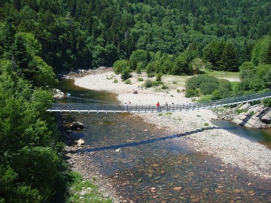 Gran río de salmones en el Fundy Trail Parkway de Nueva Brunswick